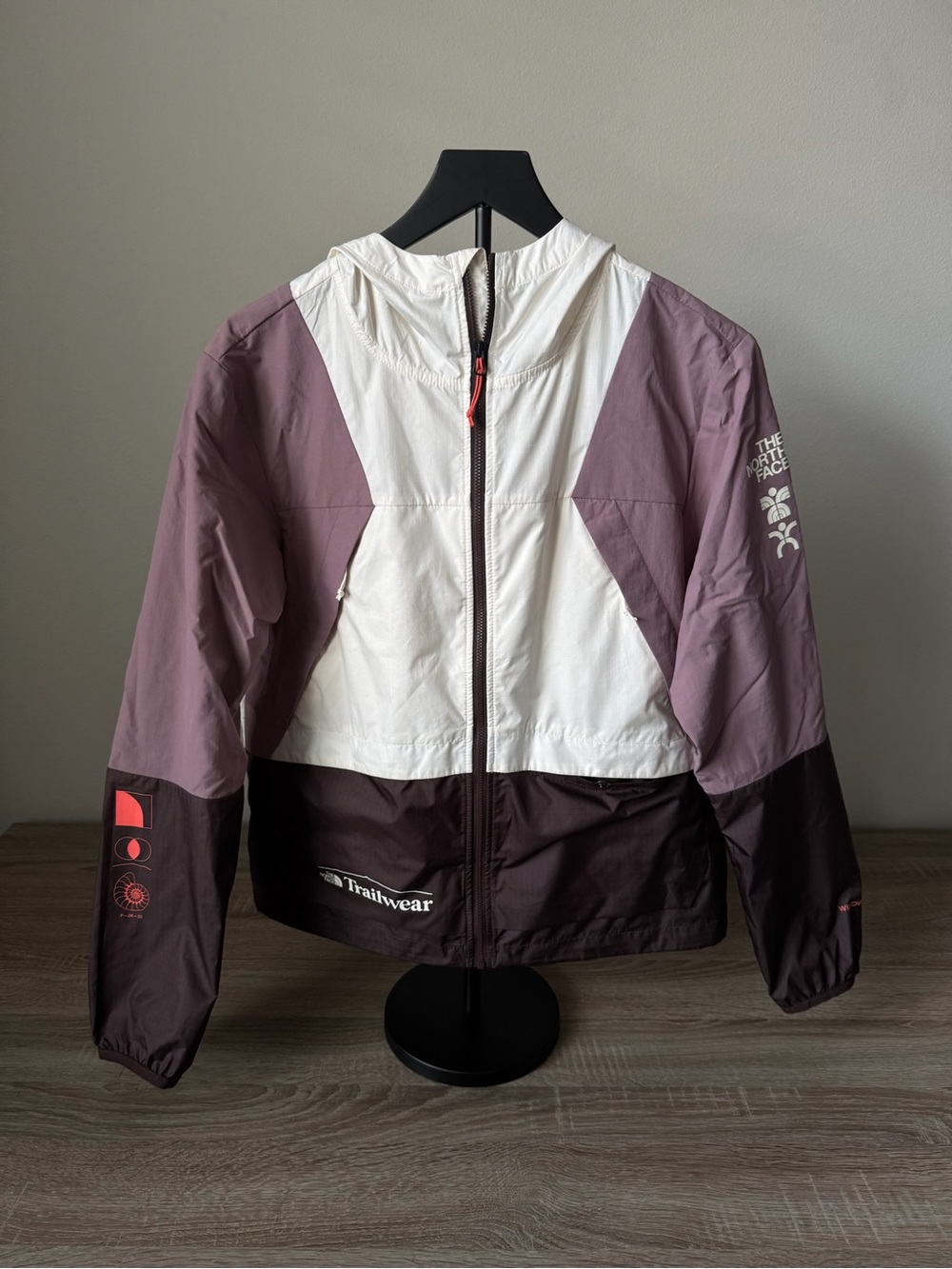North Face Trailwear WindWall Jacket Womens M Colorblock Hooded Lightweight - Picture 1 of 7